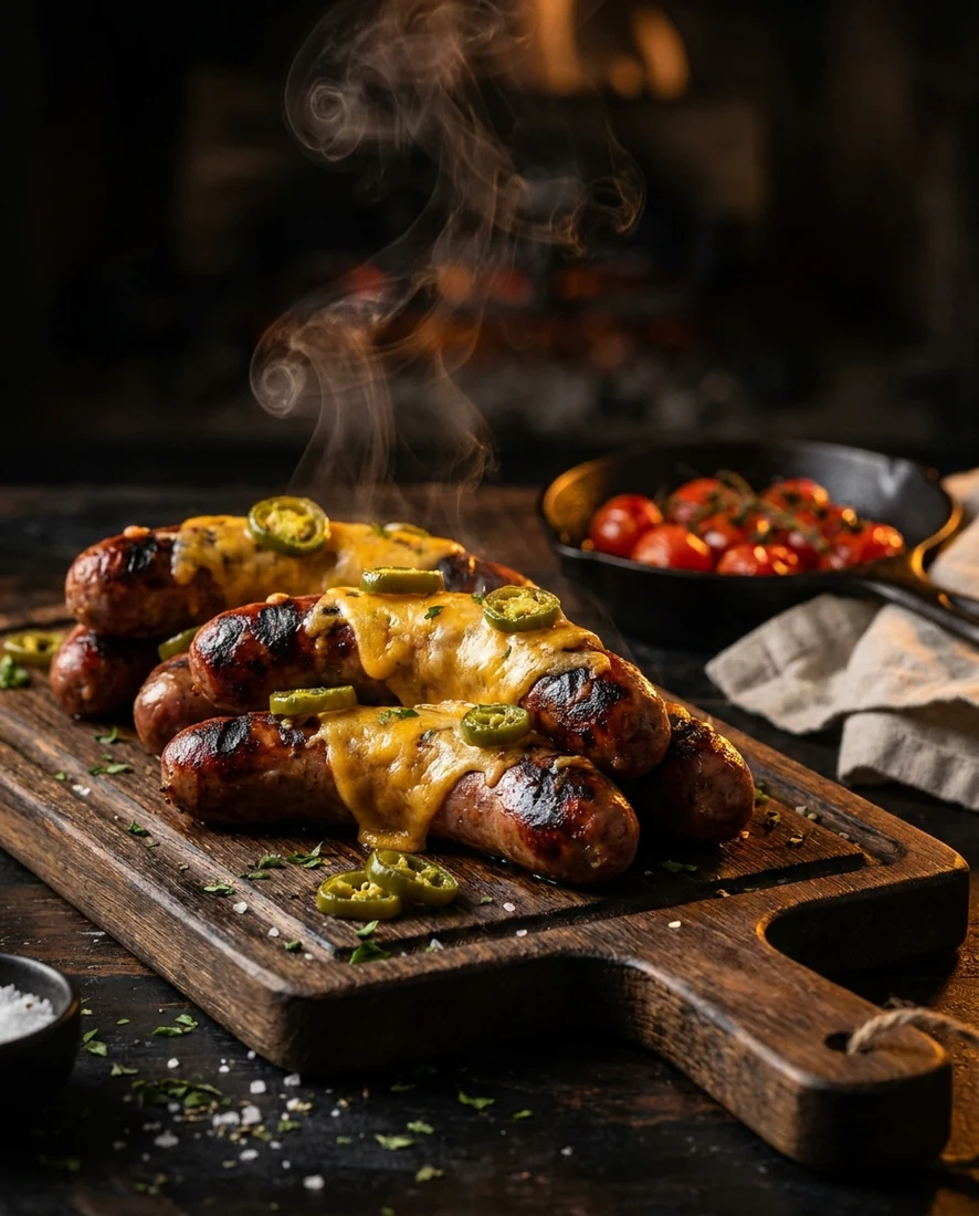 Glutwurst — goldprämierte Bratwurst mit Cheddar und Jalapeños, frisch vom Grill